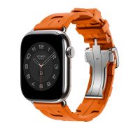 Часы Apple Watch Hermès Series 10 GPS + Cellular 46mm Silver Titanium Case with Orange Kilim Single Tour Deployment Buckle