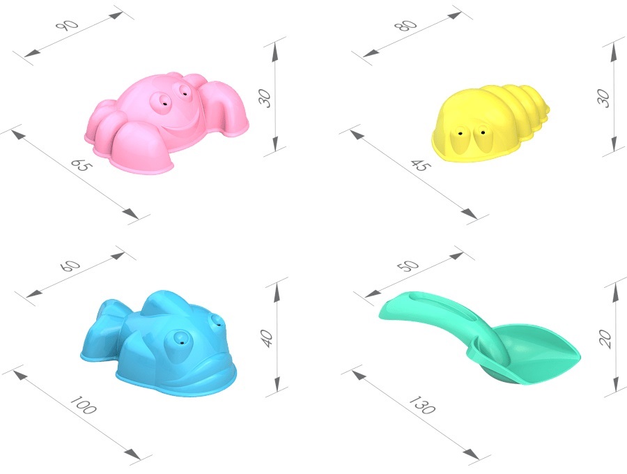 Набор №5 "Лето" ШКОДА (совок мал+3 форм.) (в сетке)