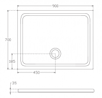 Прямоугольный душевой поддон Isvea Flat 90х70 10DT9717A-42 схема 2