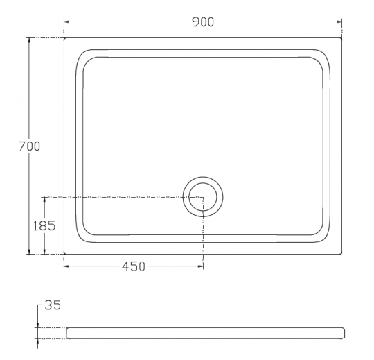 Прямоугольный душевой поддон Isvea Flat 90х70 10DT9717A-42 схема 2