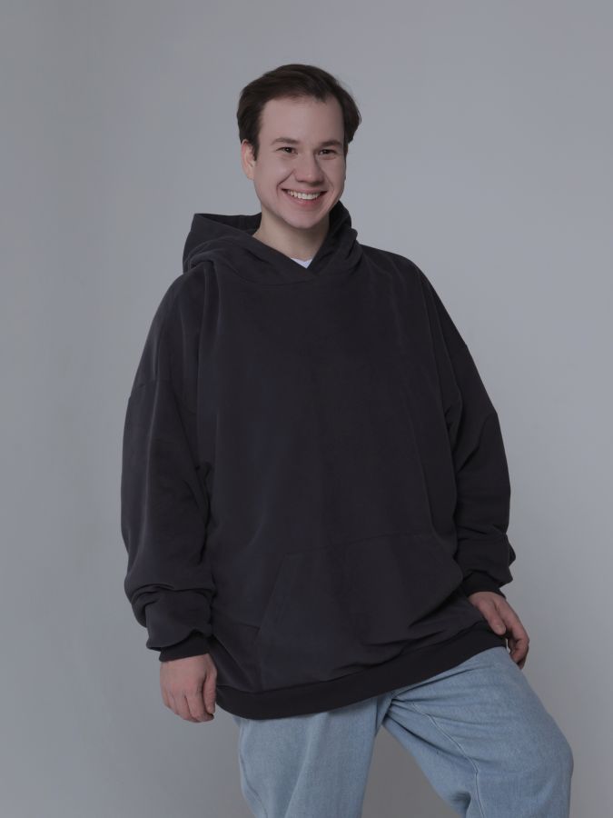 Худи оверсайз в цвете графит мужское