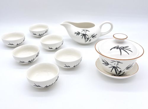 Набор для чайной церемонии"Бамбук"Гайвань 100 мл+ Чахай 130 мл(чаша справедливости) + 6 пиал  по 25 мл