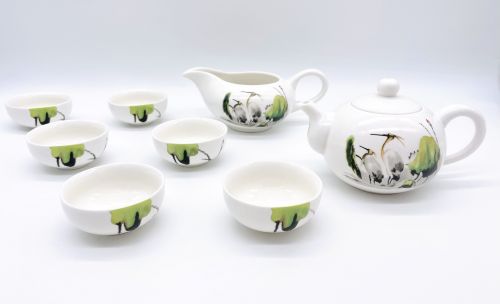 Набор для чайной церемонии"Цапли"Чайник 150 мл+ Чахай 130 мл(чаша справедливости) + 6 пиал 25 мл