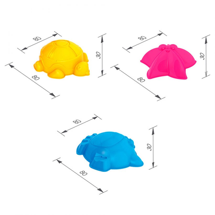 Набор  для песка №129 (валик "рак", 3 формочки)