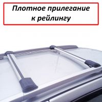 Багажник на рейлинги Nissan Terrano (2014-...), Lux Hunter, серебристый, крыловидные аэродуги