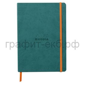 Книжка зап.Clairefontaine Rhodiarama А5+ 80л.точка мягк.обл.Peacock Сине-зеленый 90г/м2 117442C