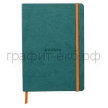 Книжка зап.Clairefontaine Rhodiarama А5+ 80л.точка мягк.обл.Peacock Сине-зеленый 90г/м2 117442C