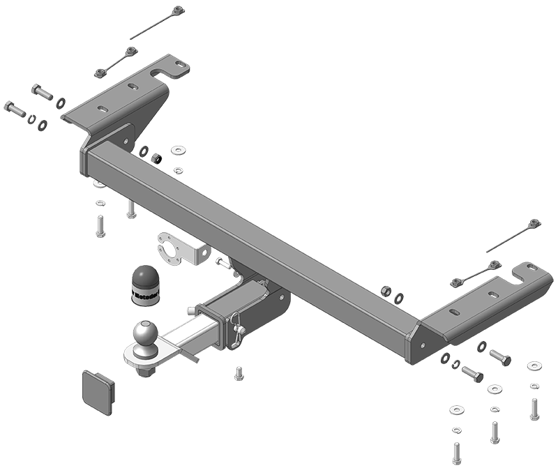 Фаркоп с оцинк. шаром Changan CS55 Plus 2023- / UNI-S 2024- съемное крепление шара под американский квадрат