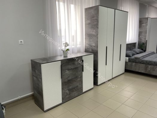 Комод 2 ств. с 4 ящиками "Лео 2" Софт Айс (белый)/Айрон рок