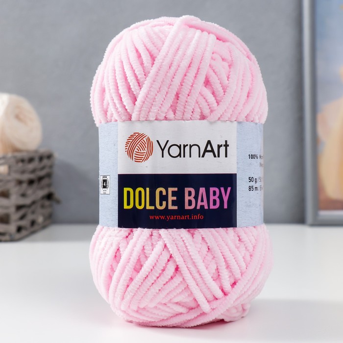 Плюшевая пряжа для вязания спицами, крючком YarnArt, Dolce Baby,100% микрополиэстер, 85 м/50 г, (750 розовый)