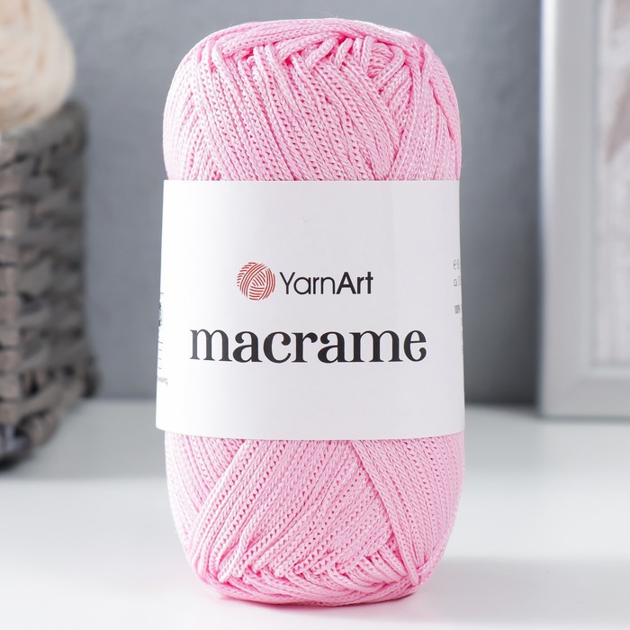 Пряжа для вязания спицами, крючком YarnArt, «Macrame Макраме», 100% полиэстер, 130 м/90 г, (147 св. розовый)