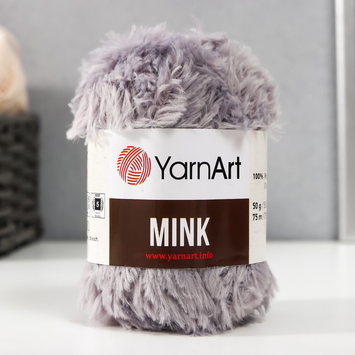 Пушистая пряжа для вязания спицами, крючком YarnArt, Mink, 100% полиамид, 75 м/50 г, (334 кристалл)