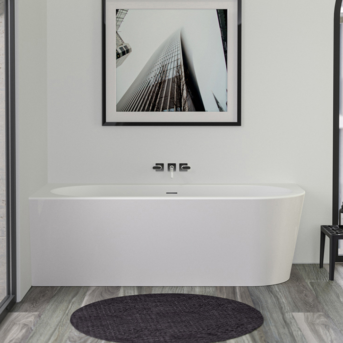 Изображение Пристенная ванна Knief Wall в левый угол с круглым переливом без отверстий под смеситель 180х80х60см 0100-077-L