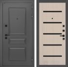 Входная дверь Лабиринт ОРЛЕАН 01 Беленый дуб, стекла черные