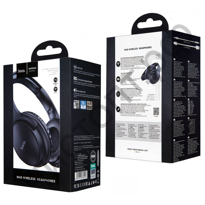 Bluetooth гарнитура стерео HOCO W40 Wireless Headphones полноразмер черные