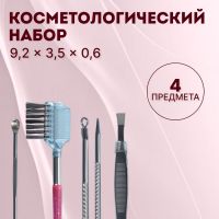 Набор косметологический, 4 предмета, цвет серебристый