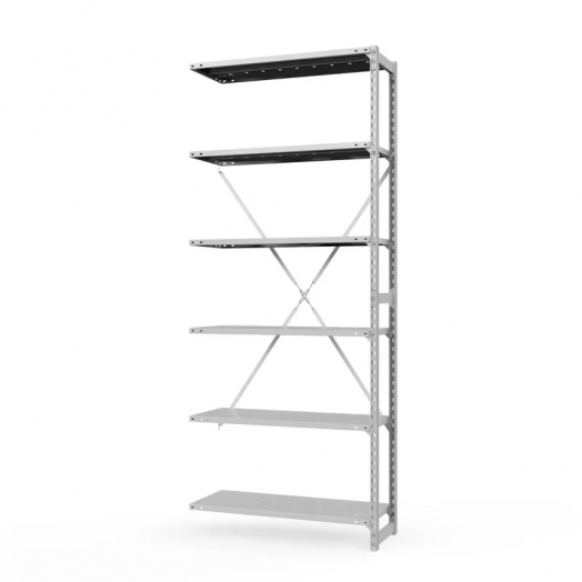 Секция приставная стеллажа металлического  Универсал, 2500x760 мм.