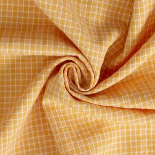 Хлопок двухсторонний мелкая клеточка, цвет светло-оранжевый, 50*35 см