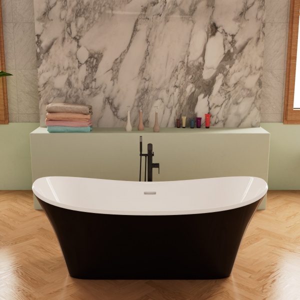 Изображение Черно-белая отдельностоящая ванна Frank F6104 White/Black