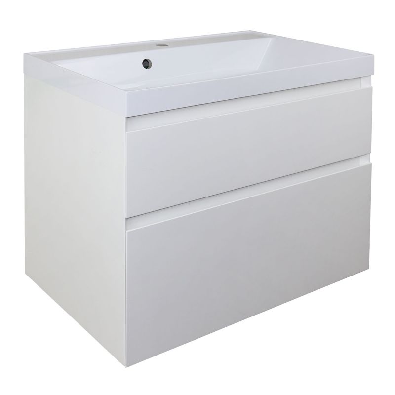 Тумба с умывальником Azario Velluto 80 800х450х660 подвесная, с раковиной Slim 80, белый матовый (CS00088603)