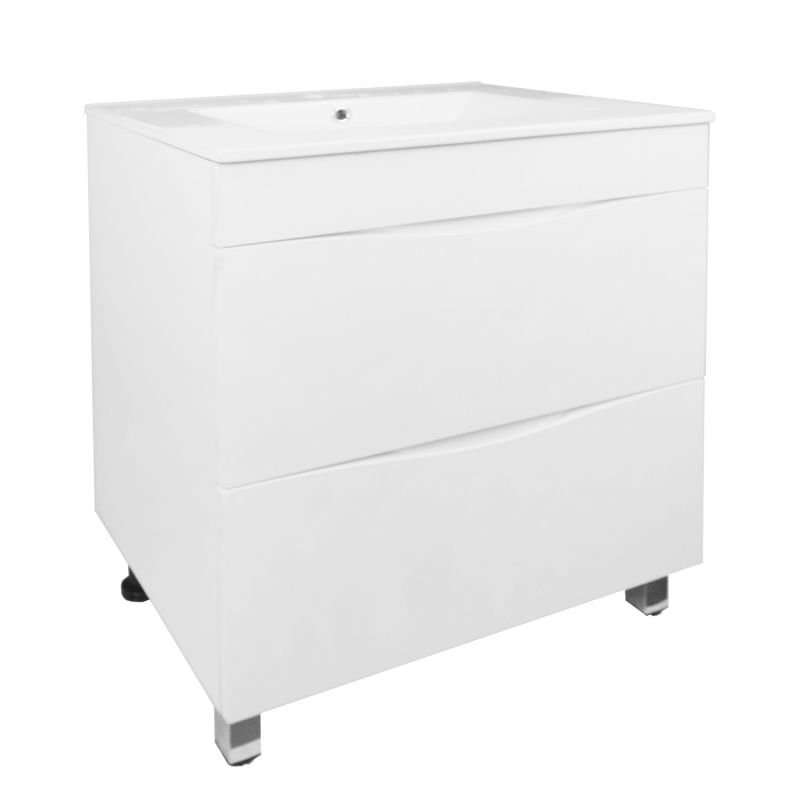 Тумба с умывальником Loranto Santorini 60 610х460х810 напольная, с раковиной Leon, Белый Глянец (CS00086972)