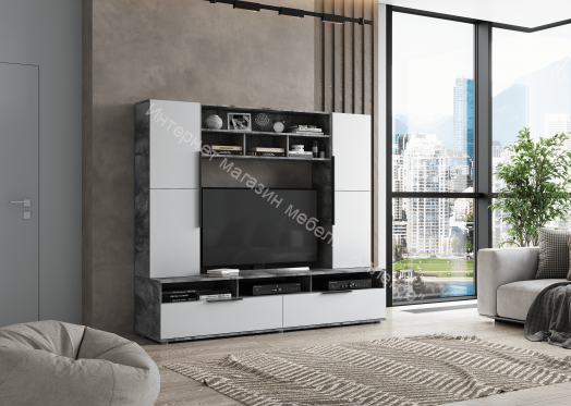 Тумба ТВ "Моника" 2000  Белый Лофт/Айрон Рок