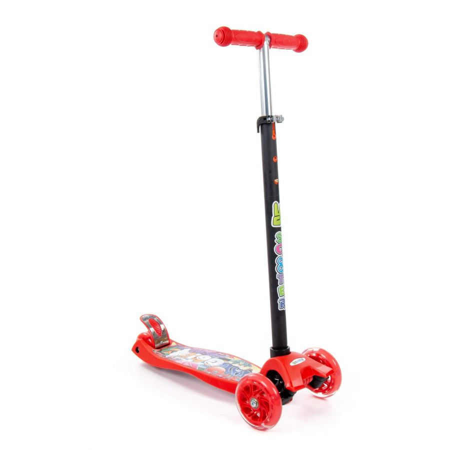 0072 Детский самокат (с наклейкой V1) (красно-чёрный) (в коробке)