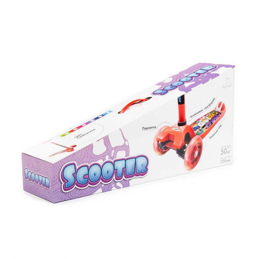 0072 Детский самокат (с наклейкой V1) (красно-чёрный) (в коробке)