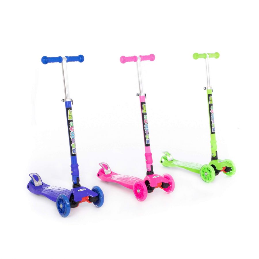 0072C Детский самокат (со складной ручкой) (mix)