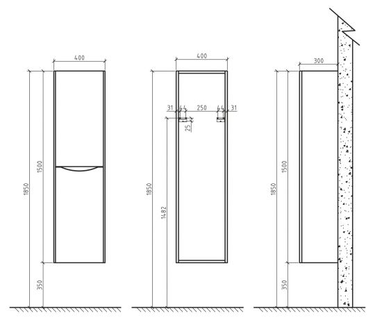 Шкаф подвесной, левосторонний BelBagno ANCONA-N-1500-2A-SC-GB-L ФОТО