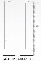 Шкаф подвесной, с двумя распашными дверцами, правосторонний BelBagno AURORA-1600-2A-SC-BO-P-R схема 2