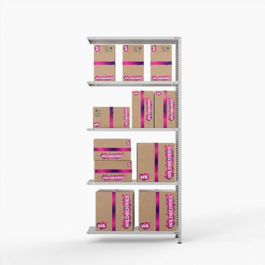 Приставная секция стеллажа   ТС Лайт, 2200х1000х400 мм, 5 полок