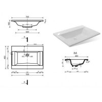 Тумба с раковиной Эстет Рава 70 см 1070-1420x505 мм Рава 107 2 ящ(70) схема 2