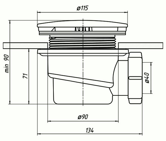 Сифон к душевому поддону "АНИ пласт" d=90 ФР-00000817 ФОТО