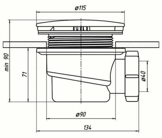 Сифон к душевому поддону "АНИ пласт" d=90 ФР-00000817 схема 2