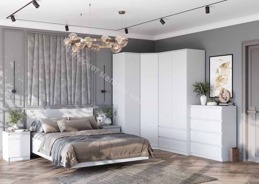 Тумба прикроватная с 2 ящиками "Бьянко" Белый лофт