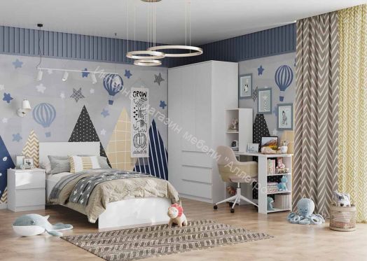 Тумба прикроватная с 2 ящиками "Бьянко" Белый лофт