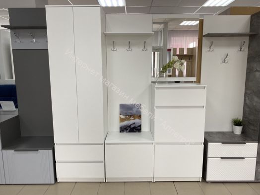 Шкаф 2-ств. с 2 ящиками и вешалкой "Бьянко" Белый лофт