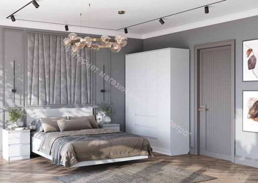 Шкаф 4-ств. с 3 ящиками "Бьянко" Белый лофт