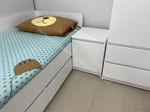 Кровать с 2 ящиками "Бьянко" 800х2000 Белый лофт