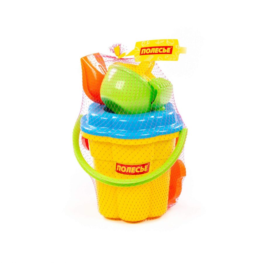 Набор №163: ведро-цветок большое, ситечко-цветок большое, лопатка №5, грабельки №5, формочки (белочка + пёсик), лейка малая №4