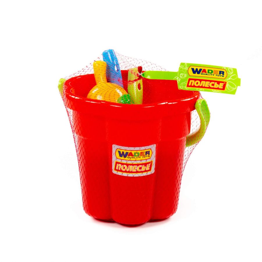 Набор №398: ведро-цветок большое, лопатка №5, грабельки №5, формочки Фрукты" большие 2 шт