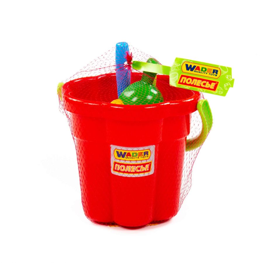 Набор №398: ведро-цветок большое, лопатка №5, грабельки №5, формочки Фрукты" большие 2 шт