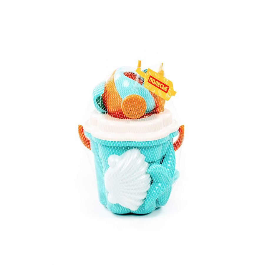 Набор №650 сафари: ведро-цветок большое, ситечко-цветок большое, лопатка №5, грабельки №5, формочки (ракушка №1 + морская звезда №2), лейка малая №4