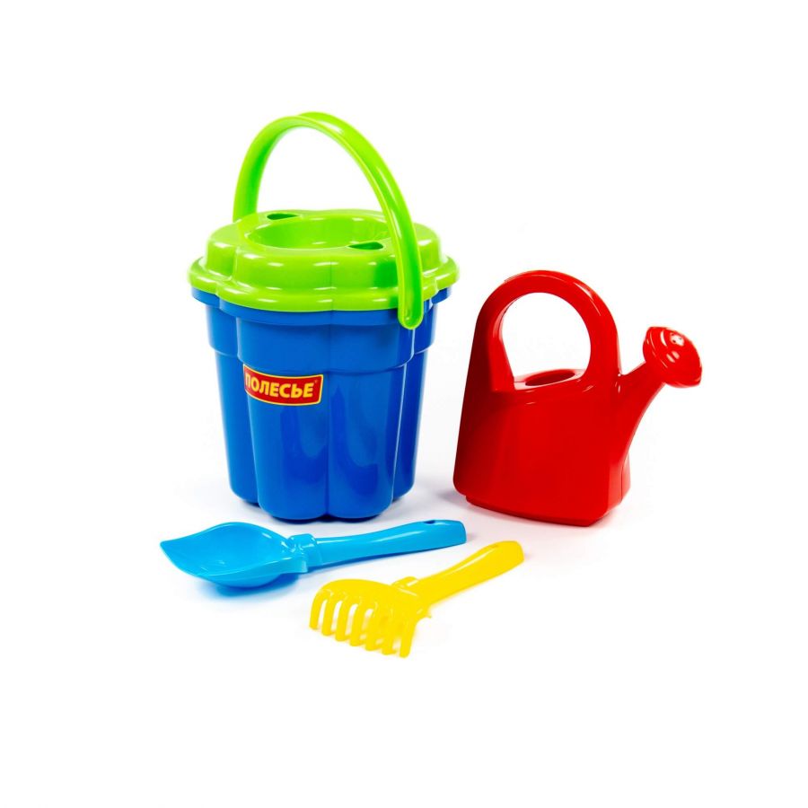 Набор №75: ведро-цветок большое, ситечко-цветок большое, лопатка №5, грабельки №5, лейка большая