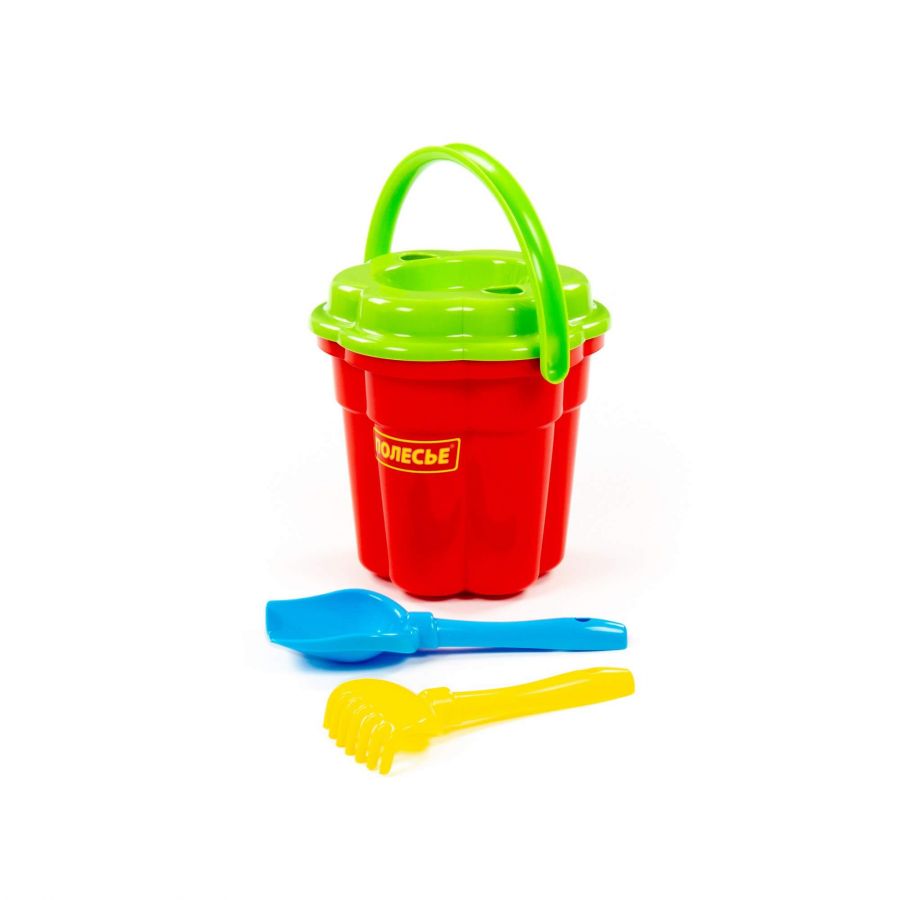 Набор №78: ведро-цветок большое, ситечко-цветок большое, лопатка №5, грабельки №5