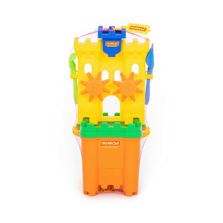 Набор №467: песочная мельница "Крепость", ведро-крепость "Макси", сито-крепость "Макси", лопатка №5, грабельки №5