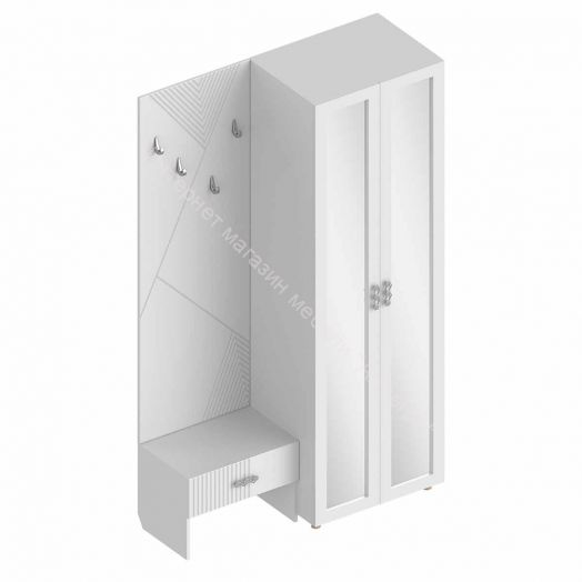 Шкаф 2-ств. с 2-мя отделениями с зеркалом "Сандра" Белый лофт