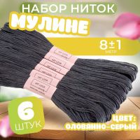 Нитки мулине №317, 8 ± 1 м, цвет оловянно-серый, цена за 1 штуку