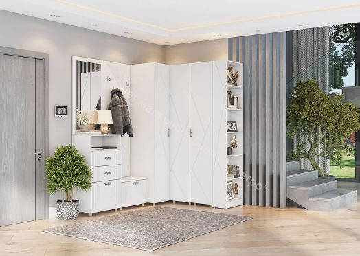 Шкаф угловой 2-створчатый 90 градусов "Сандра" Белый лофт